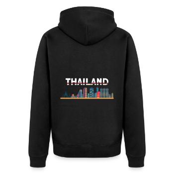 Thailand - Unisex Premium Bio Zip Hoodie - Schwarz - Hinten - Nico (187cm)