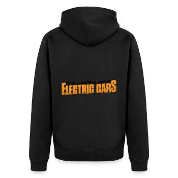 Cool People Drive Electric Cars 4 - Unisex Premium Bio Zip Hoodie - Schwarz - Hinten - Nico (187cm)
