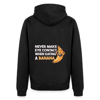 Nie Augenkontakt Bei Banane Essen - Unisex Premium Bio Zip Hoodie - Schwarz - Hinten - Nico (187cm)