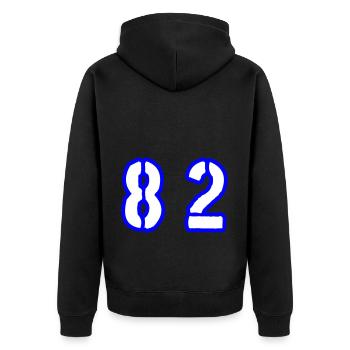 82 Zahl Symbol - Unisex Premium Bio Zip Hoodie - Schwarz - Hinten - Nico (187cm)