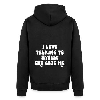 J’adore me parler à moi-même, elle me comprend - Veste à capuche bio Premium Unisexe - noir - Dos - Nico (187cm)