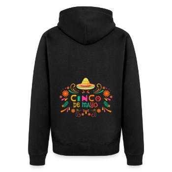 Sombrero Fiesta Cheerful Cinco De Mayo - Unisex Premium Organic Zip Hoodie - black - Back - Nico (187cm)