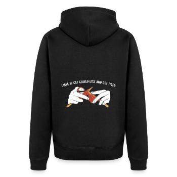 I Love To Get Glazed Eyes And Get Tired Knitting - Unisex Premium Organic Zip Hoodie - black - Back - Nico (187cm)