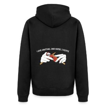 I Love Knitting And Maybe 3 People Knitting - Unisex Premium Organic Zip Hoodie - black - Back - Nico (187cm)