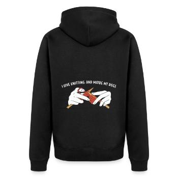 I Love Knitting And Maybe My Dogs Knitting - Unisex Premium Organic Zip Hoodie - black - Back - Nico (187cm)