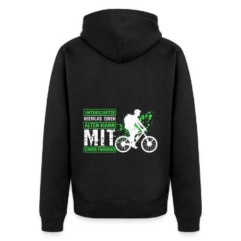 Radfahrer Fahrradfahrer Outdoor Radsport Geschenk - Unisex Premium Bio Zip Hoodie - Schwarz - Hinten - Nico (187cm)