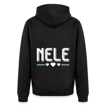 Nele - Unisex Premium Bio Zip Hoodie - Schwarz - Hinten - Nico (187cm)