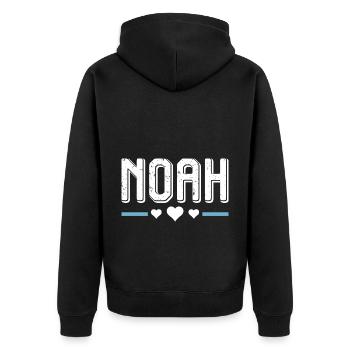 Noah - Unisex Premium Organic Zip Hoodie - black - Back - Nico (187cm)