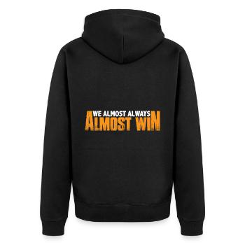 We Almost Always Almost Win 19 - Unisex Premium Organic Zip Hoodie - black - Back - Nico (187cm)