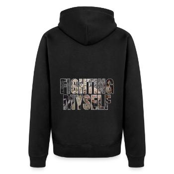fighting myself Geschenk - Unisex Premium Bio Zip Hoodie - Schwarz - Hinten - Nico (187cm)