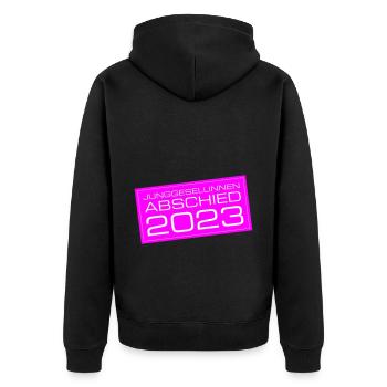 Junggesellinnen Abschied 2023 - Unisex Premium Bio Zip Hoodie - Schwarz - Hinten - Nico (187cm)