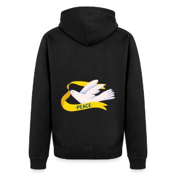 Ukraine, ukrainische Flagge, ukrainische Flagge - Unisex Premium Bio Zip Hoodie - Schwarz - Hinten - Nico (187cm)