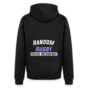 Random Rugby trivia incoming! - Unisex Premium Organic Zip Hoodie - black - Back - Nico (187cm)