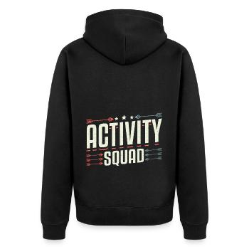 Activity Assistant Squad Team - Unisex Premium Bio Zip Hoodie - Schwarz - Hinten - Nico (187cm)