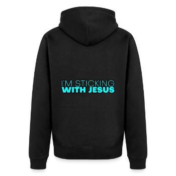 I'm Sticking With Jesus 4 - Unisex Premium Bio Zip Hoodie - Schwarz - Hinten - Nico (187cm)