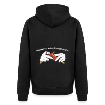 Introvert, But Willing To Discuss Knitting - Unisex Premium Organic Zip Hoodie - black - Back - Nico (187cm)