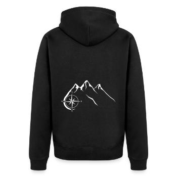 Kompass - Berg - (11) - Unisex Premium Bio Zip Hoodie - Schwarz - Hinten - Nico (187cm)