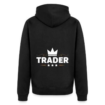Trader Beruf - Unisex Premium Bio Zip Hoodie - Schwarz - Hinten - Nico (187cm)