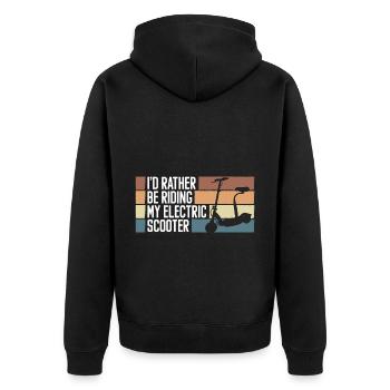 Rollerfahrer E-Roller Hybrid - Unisex Premium Bio Zip Hoodie - Schwarz - Hinten - Nico (187cm)