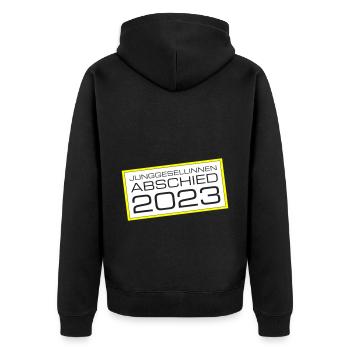 Junggesellinnen Abschied 2023 - Unisex Premium Bio Zip Hoodie - Schwarz - Hinten - Nico (187cm)