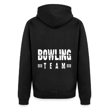 Bowling Team - Unisex Premium Bio Zip Hoodie - Schwarz - Hinten - Nico (187cm)