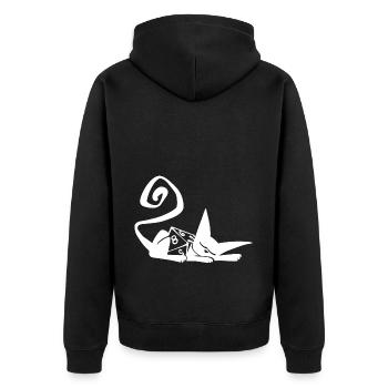 Dice Cat Funny Role Playing Cat RPG - Unisex Premium Organic Zip Hoodie - black - Back - Nico (187cm)