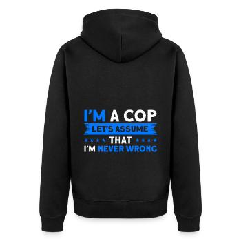 Jamais mal Policier Police Police Grand-père - Veste à capuche bio Premium Unisexe - noir - Dos - Nico (187cm)
