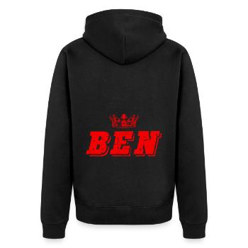 Ben - Unisex Premium Bio Zip Hoodie - Schwarz - Hinten - Nico (187cm)