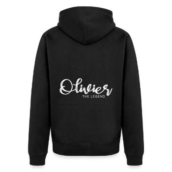 Olivier die Legende Geschenk T-Shirt Olivenbaum - Unisex Premium Bio Zip Hoodie - Schwarz - Hinten - Nico (187cm)