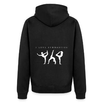 I Love Gymnastics, Gymnastics, Gymnast - Unisex Premium Bio Zip Hoodie - Schwarz - Hinten - Nico (187cm)
