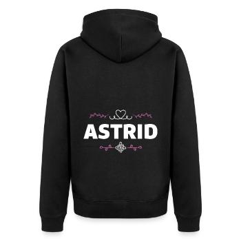 Astrid - Unisex Premium Organic Zip Hoodie - black - Back - Nico (187cm)