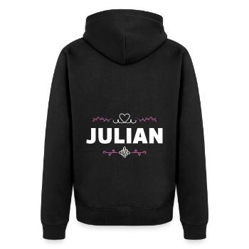Julian - Unisex Premium Bio Zip Hoodie - Schwarz - Hinten - Nico (187cm)