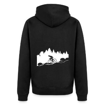 Radfahren - (14) - Unisex Premium Bio Zip Hoodie - Schwarz - Hinten - Nico (187cm)