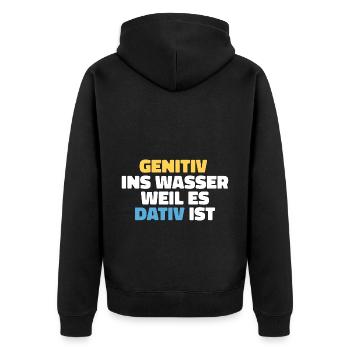 Gentiv Dativ Deutsch Lehrer Geschenk - Unisex Premium Bio Zip Hoodie - Schwarz - Hinten - Nico (187cm)