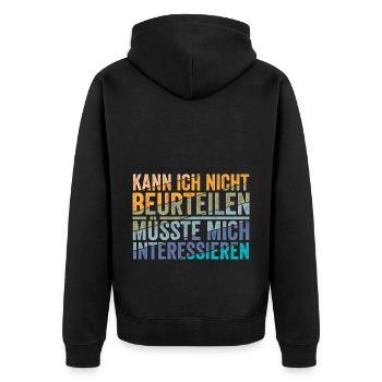Kann ich nicht Beurteilen - Unisex Premium Bio Zip Hoodie - Schwarz - Hinten - Nico (187cm)