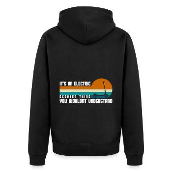 Rollerfahrer E-Bike E-Roller Hybrid - Unisex Premium Bio Zip Hoodie - Schwarz - Hinten - Nico (187cm)