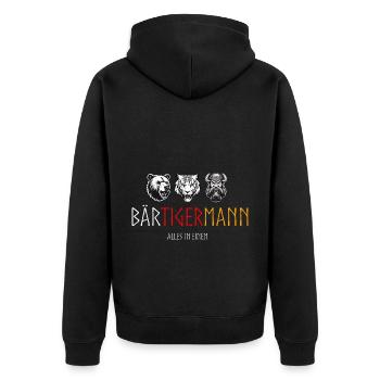 Bartliebhaber Vatertag Vater Bier Bär Tiger Mann - Unisex Premium Bio Zip Hoodie - Schwarz - Hinten - Nico (187cm)
