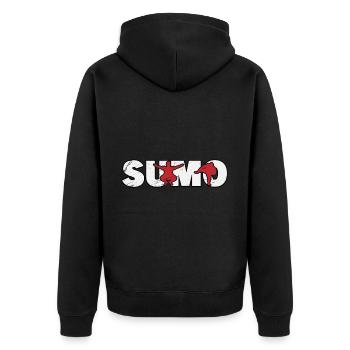 Sumo - Unisex Premium Organic Zip Hoodie - black - Back - Nico (187cm)