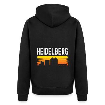 Heidelberg - Unisex Premium Bio Zip Hoodie - Schwarz - Hinten - Nico (187cm)
