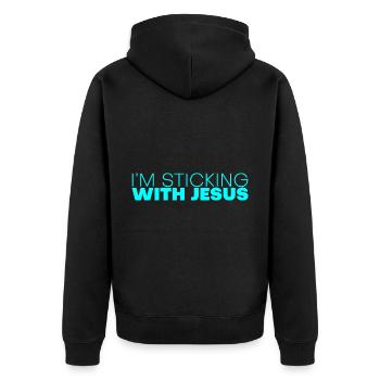 I'm Sticking With Jesus 4 - Unisex Premium Bio Zip Hoodie - Schwarz - Hinten - Nico (187cm)