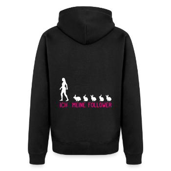 Ich Meine Follower Kaninchen Hasen Häschen Hase - Unisex Premium Bio Zip Hoodie - Schwarz - Hinten - Nico (187cm)