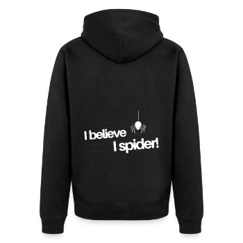 I believe i spider - Unisex Premium Bio Zip Hoodie - Schwarz - Hinten - Nico (187cm)