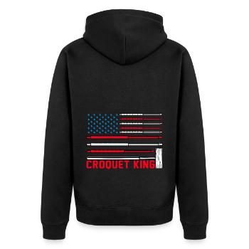 Croquet King - Unisex Premium Bio Zip Hoodie - Schwarz - Hinten - Nico (187cm)