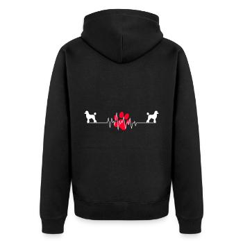 Pudel Herzschlag Lustige Hundehalter Liebhaber - Unisex Premium Bio Zip Hoodie - Schwarz - Hinten - Nico (187cm)