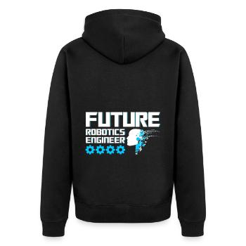 Roboter Robotik Ingenieur Kostüm Roboter - Unisex Premium Bio Zip Hoodie - Schwarz - Hinten - Nico (187cm)
