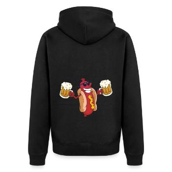 Bratwurst und Bier - Unisex Premium Bio Zip Hoodie - Schwarz - Hinten - Nico (187cm)