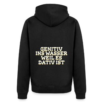 Deutsch Lehrer Humor Schule Geschenk - Unisex Premium Bio Zip Hoodie - Schwarz - Hinten - Nico (187cm)