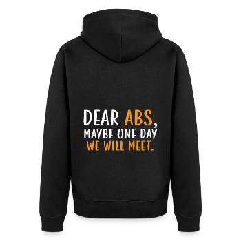 Lieber Abs Vielleicht werden wir uns eines Tages t - Unisex Premium Bio Zip Hoodie - Schwarz - Hinten - Nico (187cm)