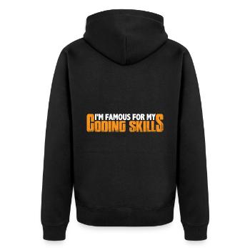 I'm Famous For My Coding Skills 4 - Unisex Premium Bio Zip Hoodie - Schwarz - Hinten - Nico (187cm)