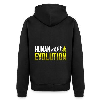 Rollerfahrer Elektrisch E-Roller Fortbewegung - Unisex Premium Bio Zip Hoodie - Schwarz - Hinten - Nico (187cm)